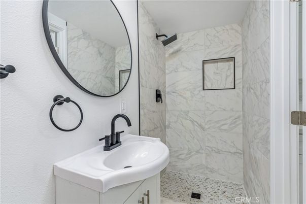 Bathroom, Glass Shower, Interior, Marble Walls
