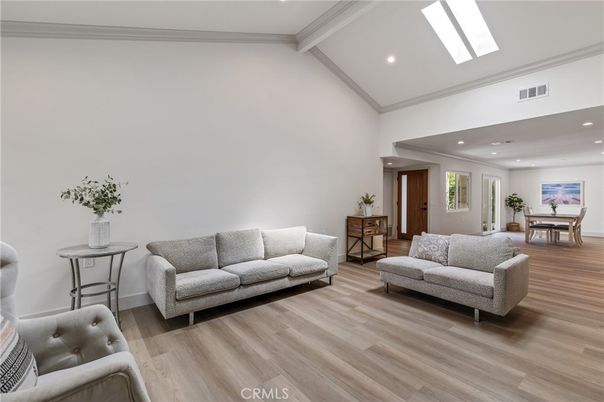 Dining room, Interior, Living room, Recessed Lighting, Wood Texture Flooring