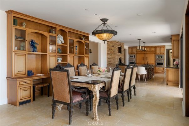 Dining room, Interior, Kitchen, Pendant Lights, Recessed Lighting, Stainless Steel Appliances, Stone Walls