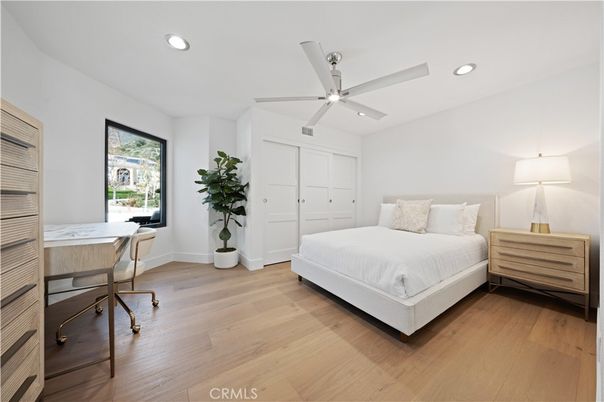Bedroom, Home Office, Interior, Recessed Lighting, Wood Texture Flooring