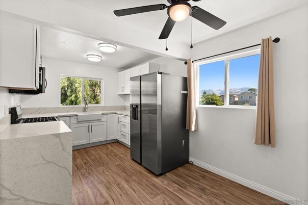 Interior, Kitchen, Stainless Steel Appliances, Wood Texture Flooring