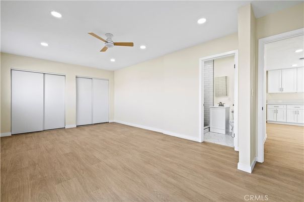Bathroom, Empty room, Interior, Recessed Lighting, Wood Texture Flooring