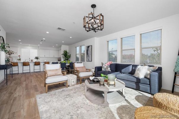 Dining room, Interior, Kitchen, Living room, Pendant Lights, Recessed Lighting, Wood Texture Flooring