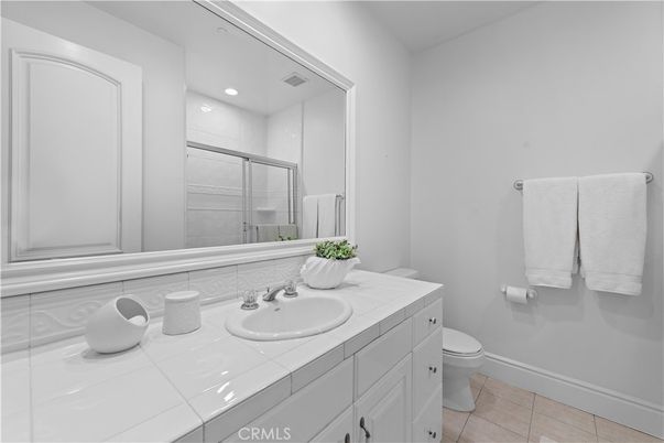 Bathroom, Glass Shower, Interior, Recessed Lighting, Tile Countertops