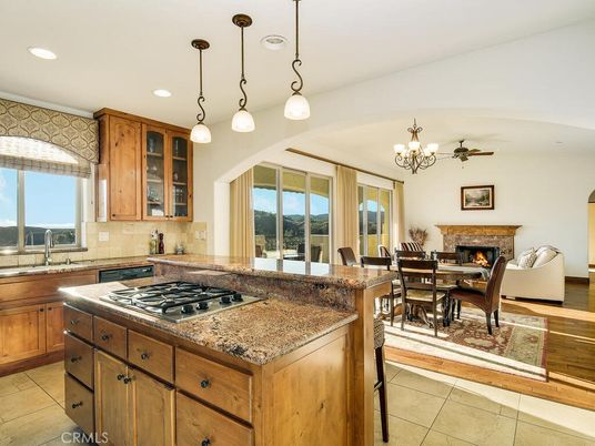 Chandelier, Dining room, Fireplace, Interior, Kitchen, Living room, Pendant Lights, Recessed Lighting
