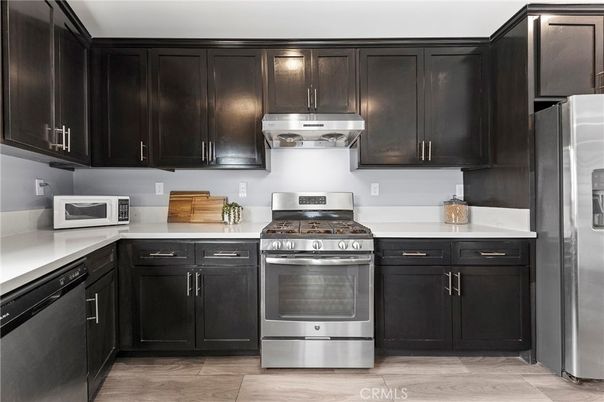 Interior, Kitchen, Stainless Steel Appliances, Wood Texture Flooring