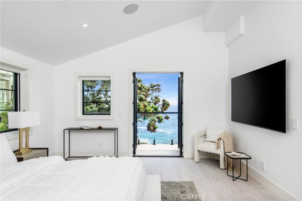 Bedroom, Interior, Recessed Lighting, Water, Wood Texture Flooring