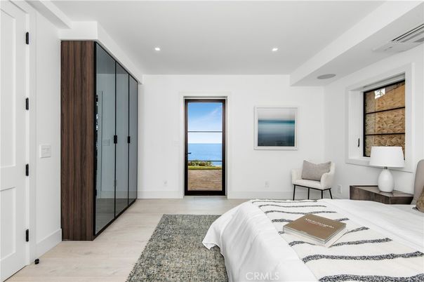 Bedroom, Interior, Recessed Lighting, Water, Wood Texture Flooring
