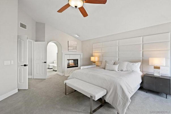 Bedroom, Fireplace, Interior