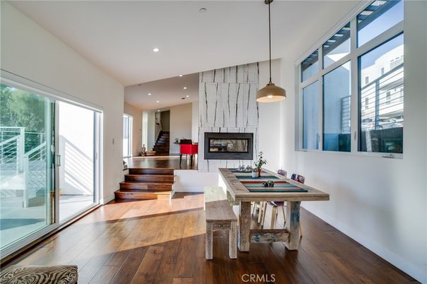 Billiard Table, Fireplace, Game Room, Interior, Pendant Lights, Recessed Lighting, Wood Texture Flooring