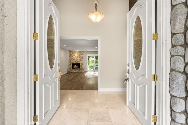 Fireplace, Interior, Pendant Lights, Recessed Lighting, Wood Texture Flooring