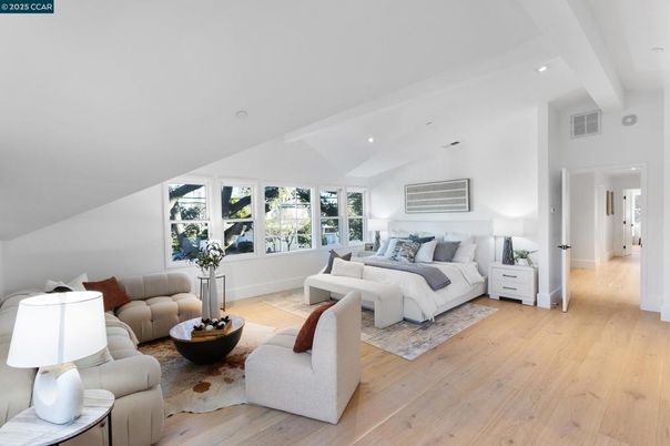 Bedroom, Interior, Living room, Recessed Lighting, Wood Texture Flooring