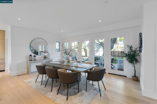 Dining room, Interior, Recessed Lighting, Wood Texture Flooring