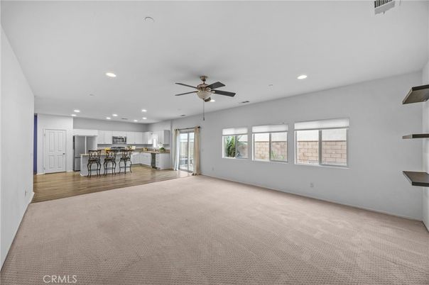 Empty room, Interior, Kitchen, Recessed Lighting, Wood Texture Flooring