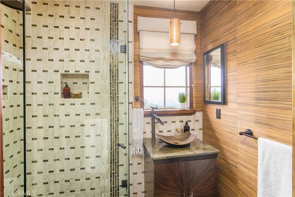 Bathroom, Glass Shower, Interior, Pendant Lights