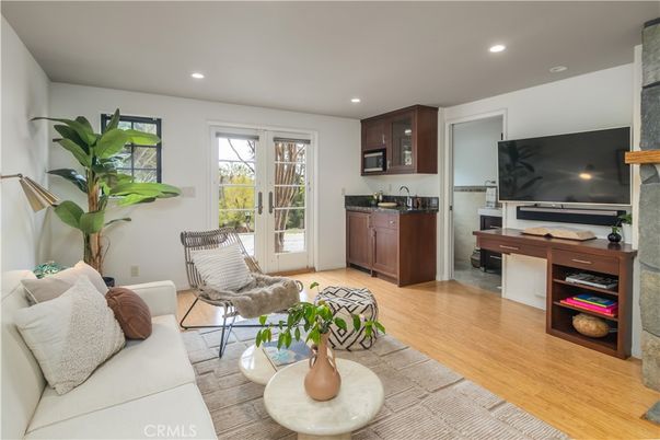 Home Office, Interior, Living room, Recessed Lighting, Wood Texture Flooring