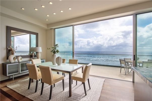 Dining room, Interior, Recessed Lighting, Water, Wood Texture Flooring