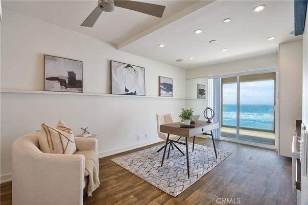 Home Office, Interior, Recessed Lighting, Water, Wood Texture Flooring