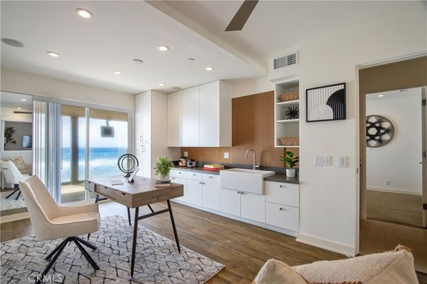 Home Office, Interior, Kitchen, Recessed Lighting, Water, Wood Texture Flooring