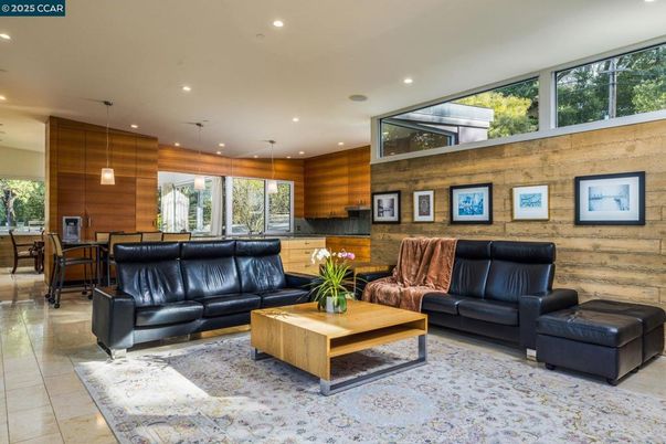 Interior, Living room, Pendant Lights, Recessed Lighting, Wooden Walls