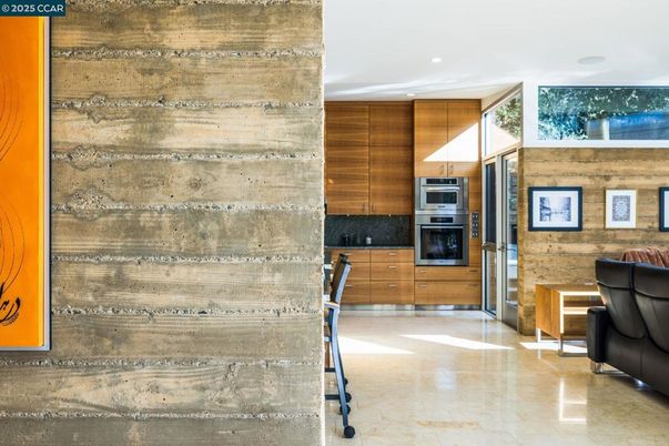 Interior, Kitchen, Recessed Lighting, Stainless Steel Appliances, Wooden Walls