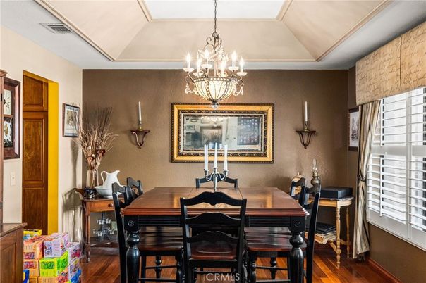 Chandelier, Dining room, Interior, Wood Texture Flooring