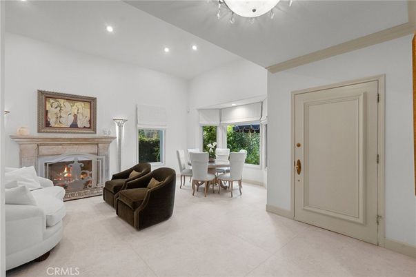 Dining room, Fireplace, Interior, Living room, Recessed Lighting