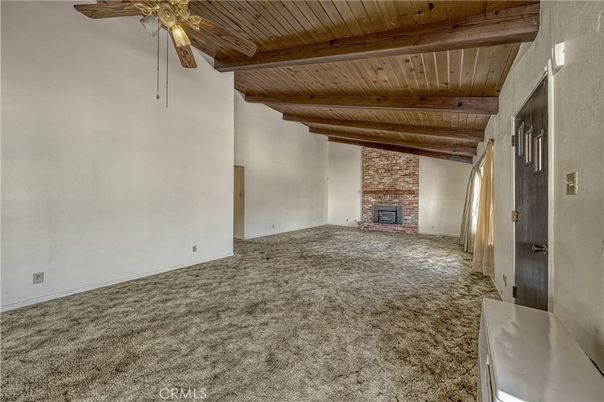 Empty room, Fireplace, Interior, Wooden Beams, Wooden Ceilings