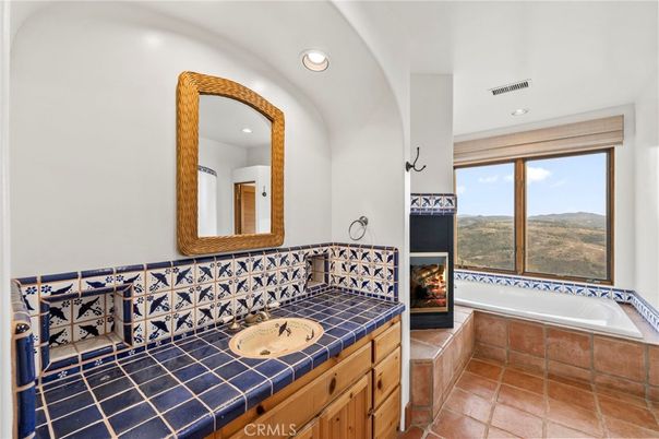 Bathroom, Dual Sink Vanities, Interior, Recessed Lighting, Tile Countertops