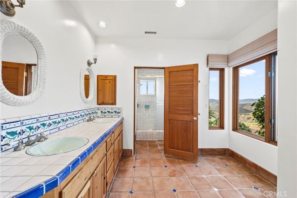 Bathroom, Glass Shower, Interior, Recessed Lighting, Tile Countertops