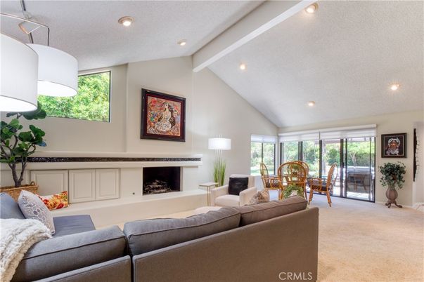 Dining room, Fireplace, Interior, Living room, Recessed Lighting