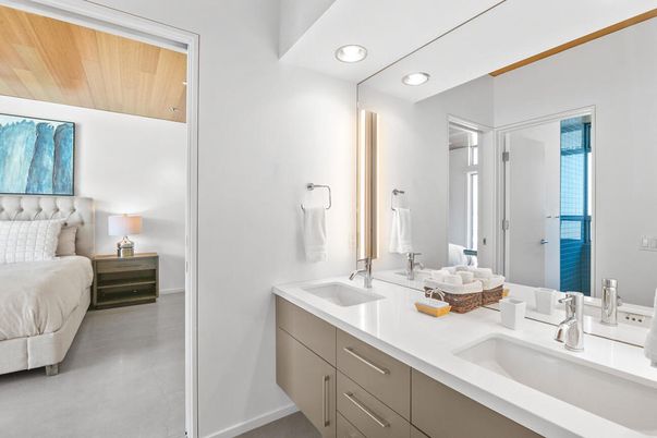 Bathroom, Bedroom, Dual Sink Vanities, Glass Shower, Interior, Recessed Lighting