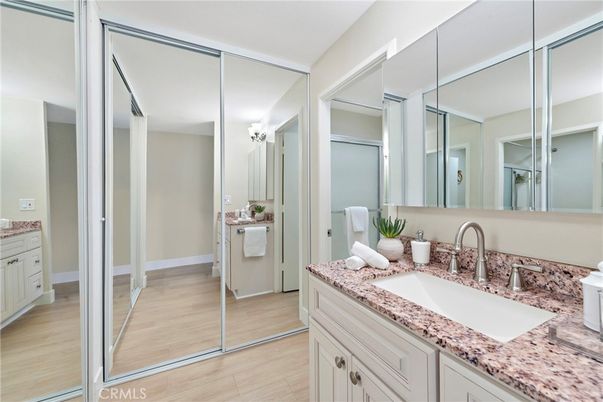 Bathroom, Dual Sink Vanities, Interior, Wood Texture Flooring