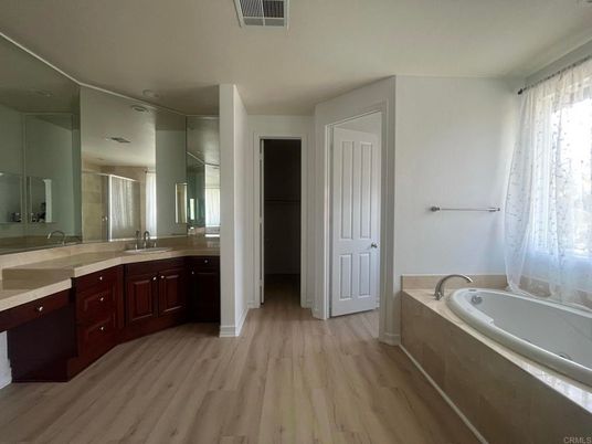 Bathroom, Dual Sink Vanities, Interior, Wood Texture Flooring