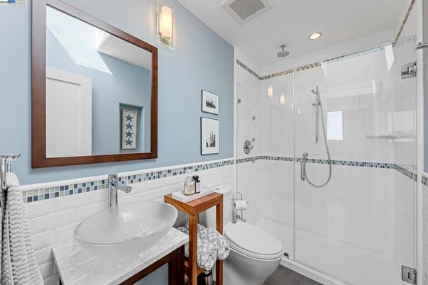 Bathroom, Glass Shower, Interior, Recessed Lighting
