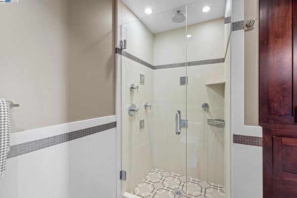 Bathroom, Glass Shower, Interior, Recessed Lighting