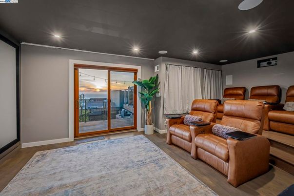 Home Theatre Room, Interior, Recessed Lighting, Theatre Room, Wood Texture Flooring