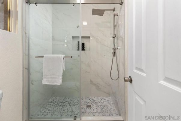 Bathroom, Glass Shower, Interior, Marble Walls