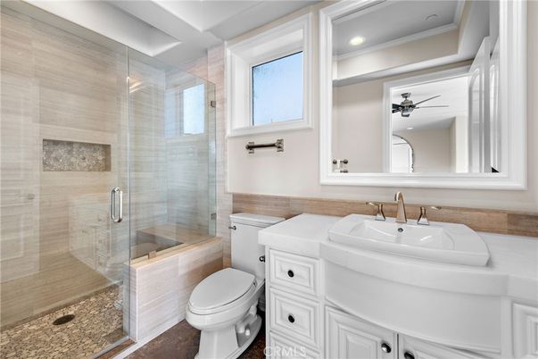 Bathroom, Glass Shower, Interior, Recessed Lighting