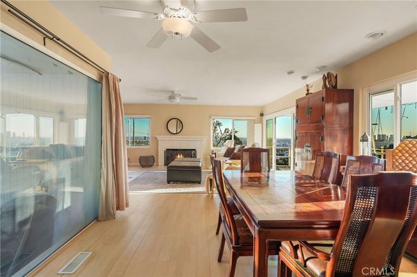 Dining room, Fireplace, Interior, Living room, Wood Texture Flooring