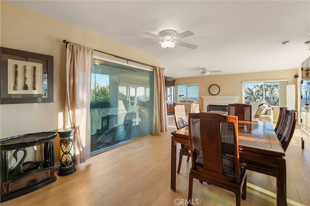 Dining room, Fireplace, Interior, Wood Texture Flooring
