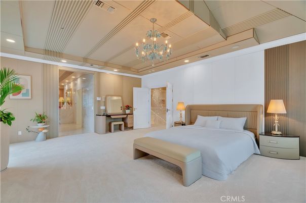 Bedroom, Chandelier, Interior, Recessed Lighting