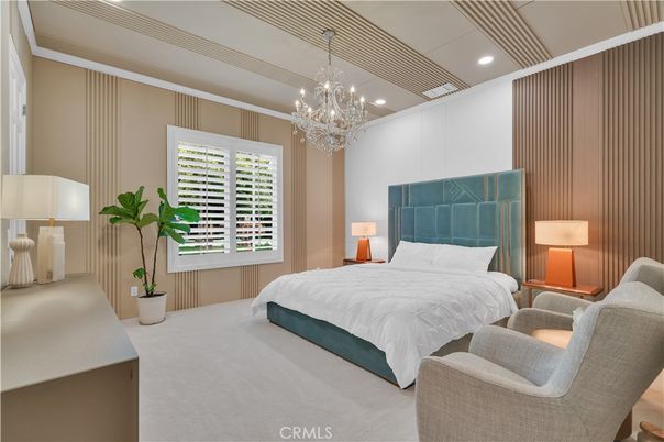 Bedroom, Chandelier, Interior, Recessed Lighting
