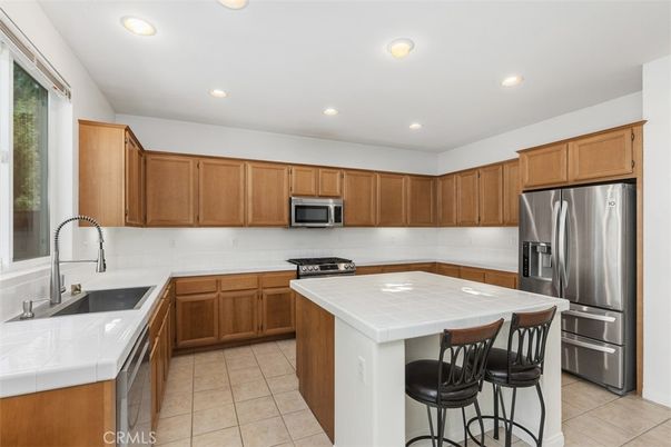 Interior, Kitchen, Recessed Lighting, Stainless Steel Appliances, Tile Countertops