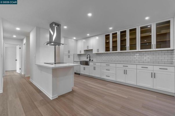 Interior, Kitchen, Recessed Lighting, Wood Texture Flooring