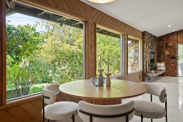 Dining room, Interior, Recessed Lighting, Stone Walls