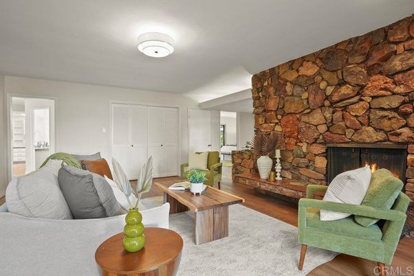 Fireplace, Interior, Living room, Stone Walls, Wood Texture Flooring