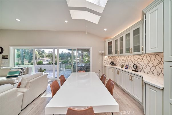 Dining room, Interior, Kitchen, Living room, Recessed Lighting, Wood Texture Flooring