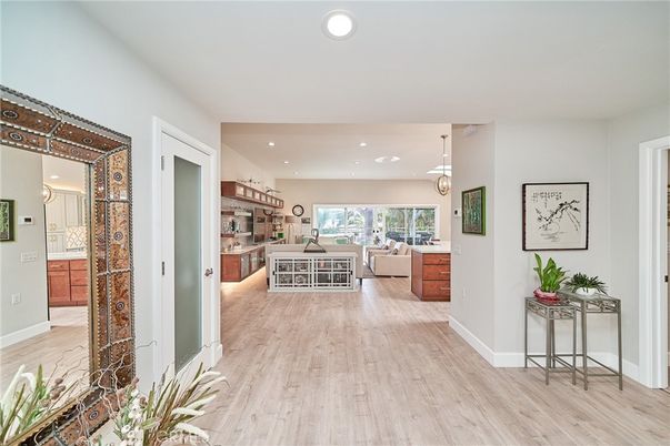 Interior, Kitchen, Living room, Pendant Lights, Recessed Lighting, Wood Texture Flooring