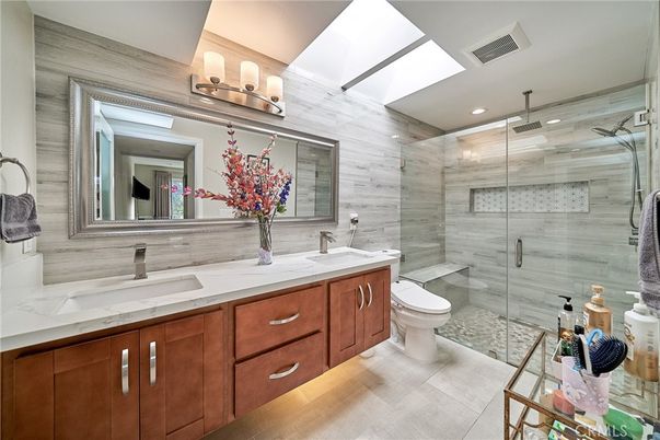 Bathroom, Dual Sink Vanities, Glass Shower, Interior, Recessed Lighting